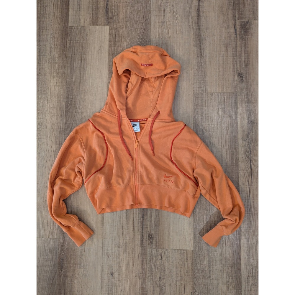 Nike Air Cropped Full Zip Hoodie Womens XS Orange Sweatshirt Y2K Athleisure - Picture 1 of 10